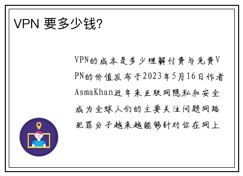 VPN 要多少钱？